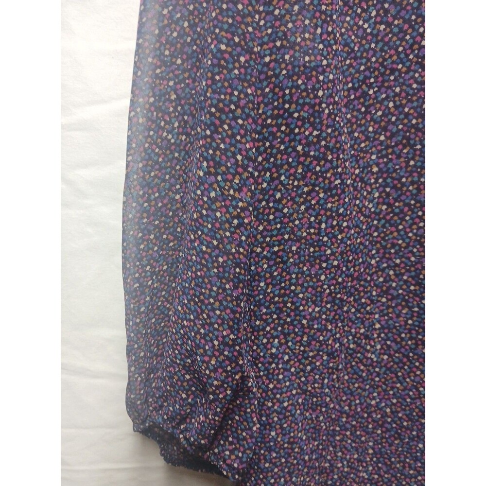 Lily Rose Women's Top Floral Blouse Puff Sleeves Size Medium Highlow Purple - Picture 2 of 7